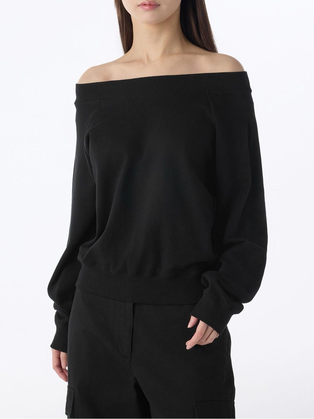 Musinsa Standard Off Shoulder Black Women’s One Shoulder Sweatshirt Size Large